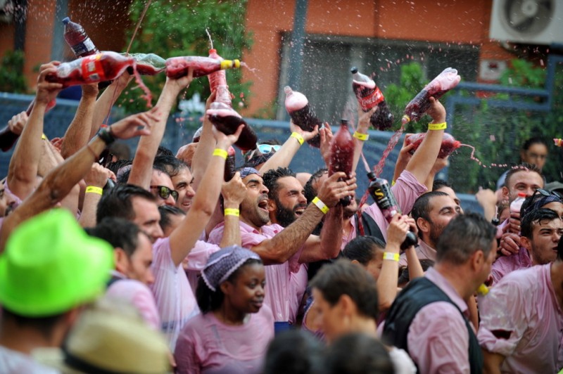 The streets of Jumilla flow red with wine as thousands are soaked in the annual Cabalgata