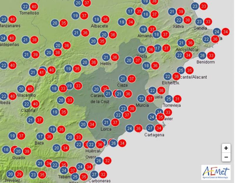 Torrid nights and scorching days: Murcia weather forecast Aug 8-11