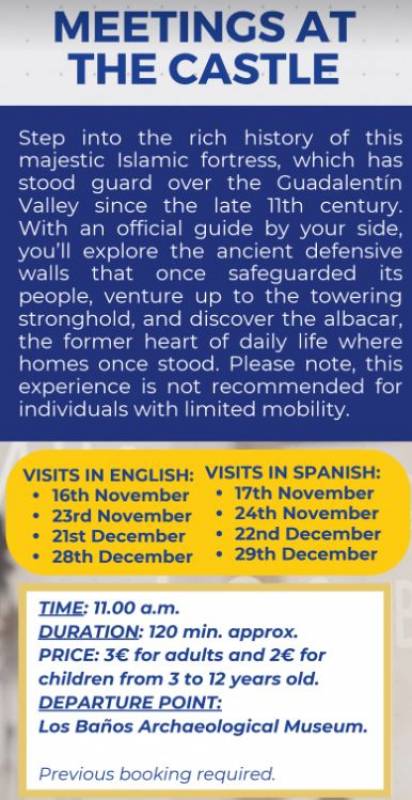 November 16 Guided tour IN ENGLISH of Alhama de Murcia castle