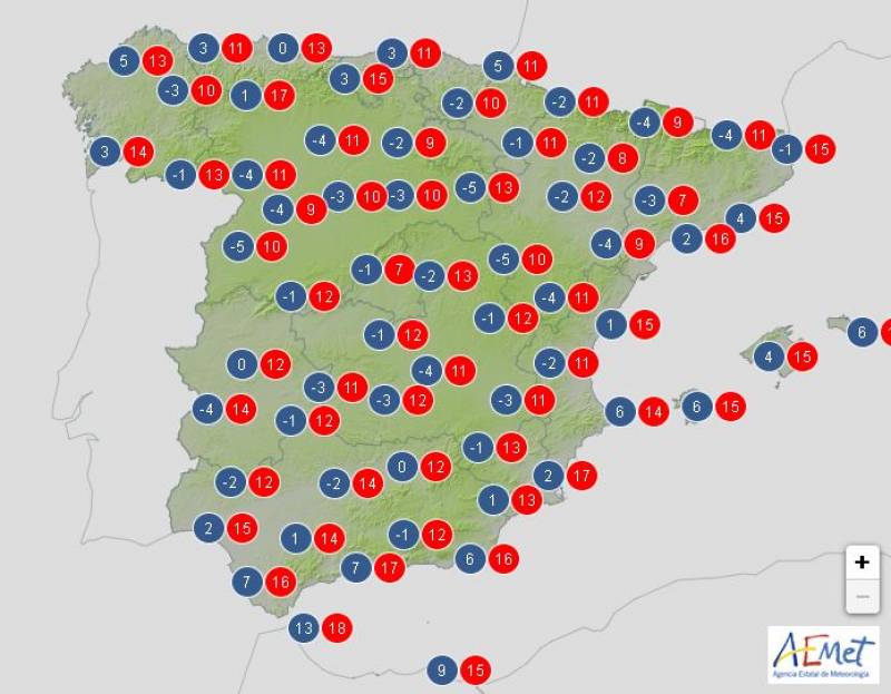 Plummeting temperatures and widespread frost: Spain weather forecast January 13-16