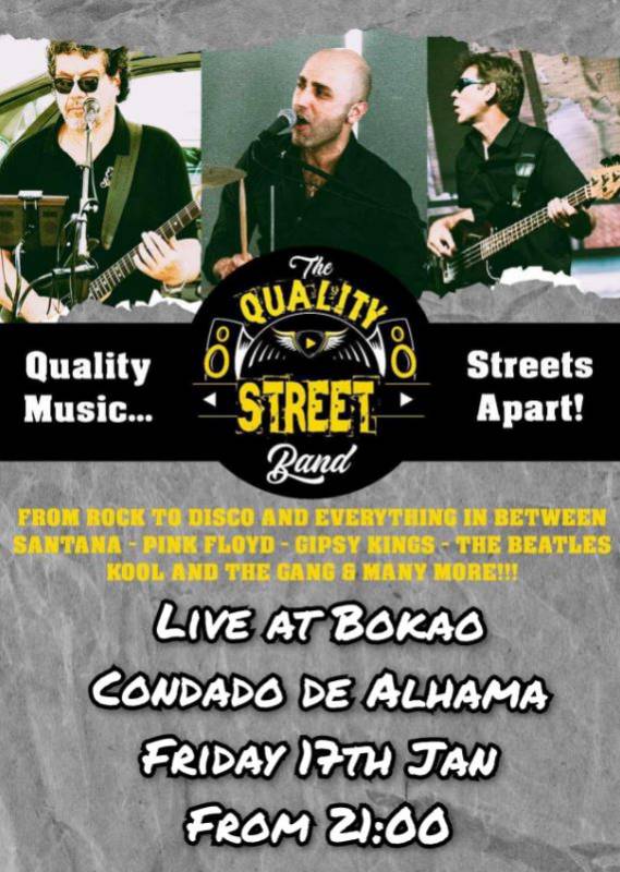 January 17 The Quality Street Band at the Bokao Bar Condado de Alhama Golf Resort