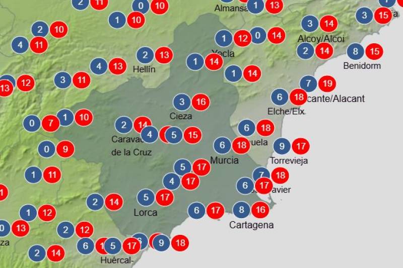 A cold snap comes with the rain this weekend: Murcia weather forecast March 13-16