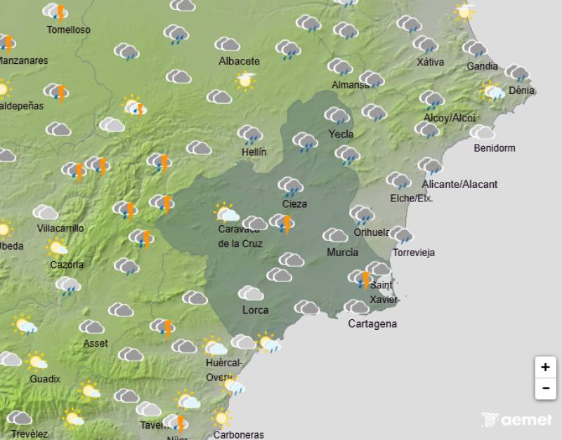 Wintery weather this weekend: Murcia forecast October 9-12