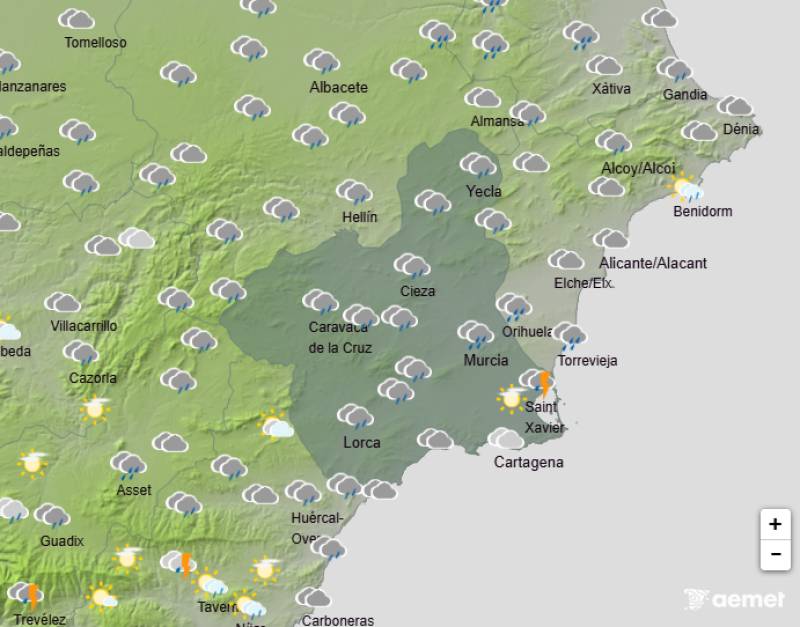 Wintery weather this weekend: Murcia forecast October 9-12
