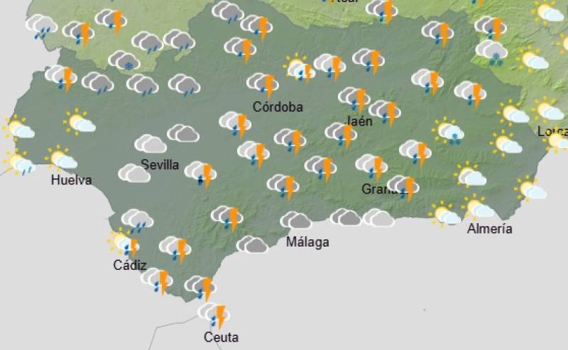 Andalucía weekend weather forecast January 22-25: Wet and windy with mountain snow and yellow alerts