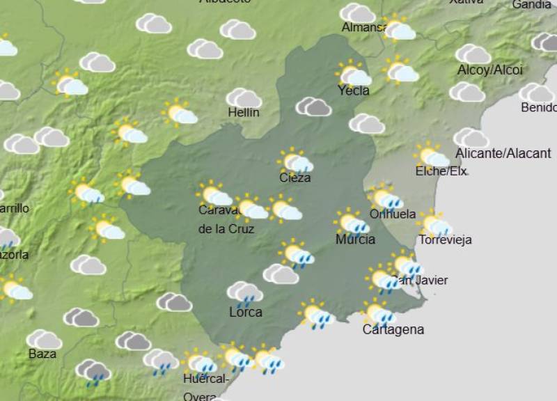 Temperatures in freefall as rain returns: Murcia weekend weather forecast April 23-26