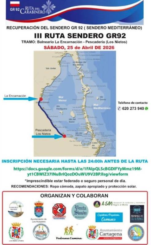 April 25 Hike along the GR-92 trail from Los Alcázares to Los Nietos